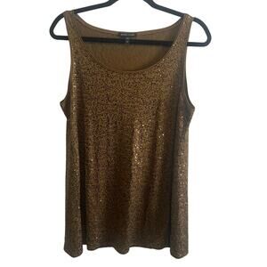 Eileen Fisher Top Womens Silk Sequin Scoop Neck Tank M